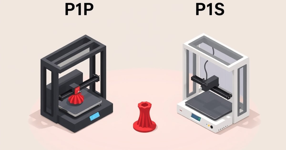 Bambu P1P open frame next to an enclosed P1S, highlighting the enclosure difference